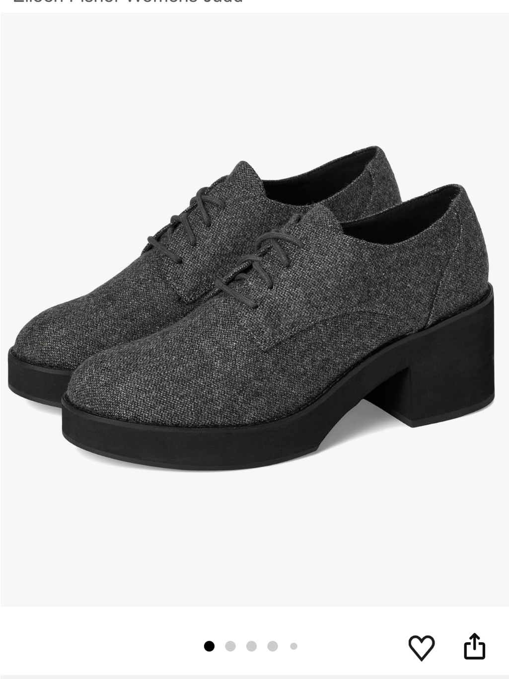 Eileen Fisher Judd Derby Gray Lace-Up Block Heel Oxford New Size 10